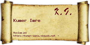 Kumer Imre névjegykártya